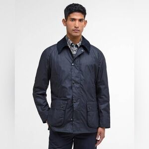 Barbour Navy Ashby Waxed Jacket, Size Large